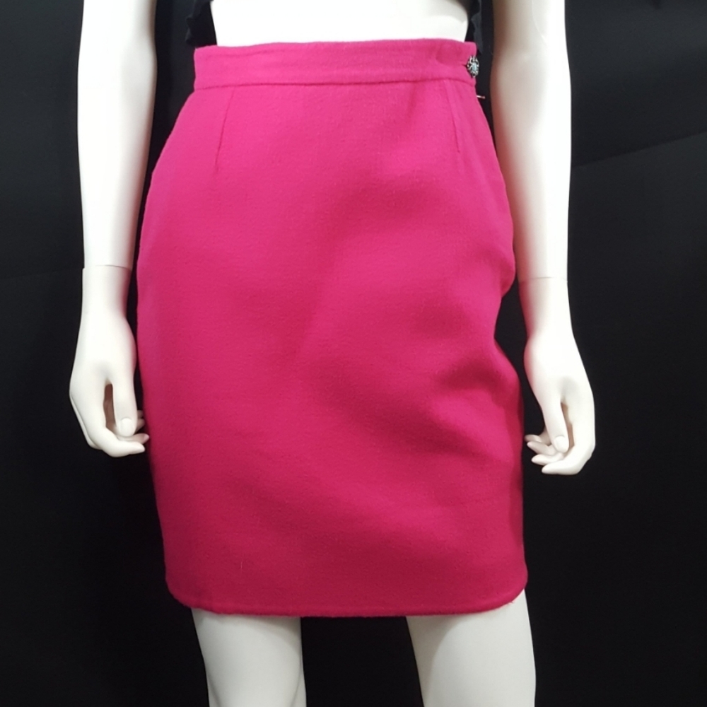 GF Ferre Black Polyester Pencil Cut Knee Length Skirt